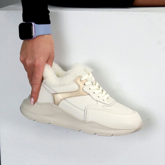 Утеплені світлі бежеві кросівки натуральна замша + шкіра 40