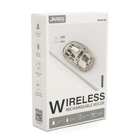 Мышь беспроводная JEDEL WD131P-BG, 800/1200/1600DPI, Type-C зарядка. 109x60x32мм | Зображення 1