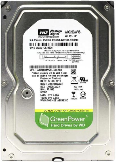 Жорсткий диск 3.5" SATA 320GB WD AV-GP (WD3200AVVS) Refurbished