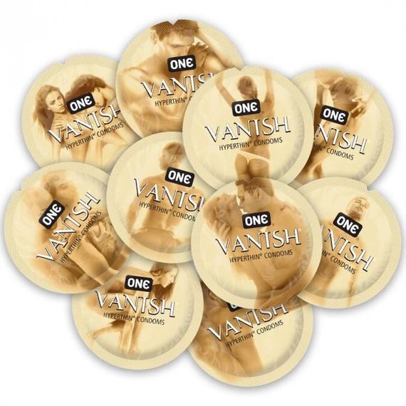 Набір презервативів ONE Vanish Hyperthin, 100 шт, ультратонкі, зі змазкою, паковання-тубус | Зображення 1