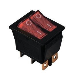 Переключатель KCD2-2101N R+R/B 220V 2 клавиши красная с подсветкой Ny95500810