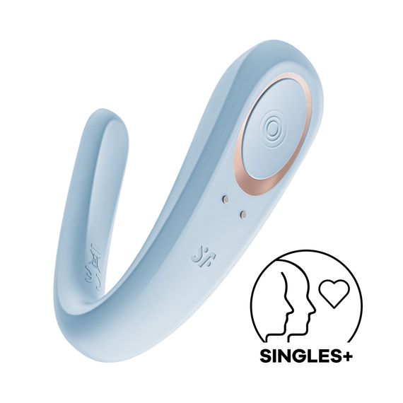 Вибратор для пар Satisfyer Double Classic Light Blue с одним моторчиком, Синий