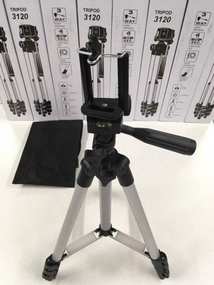 Штатив для фотоаппарата трипод 3120A + чехол Чёрный | Зображення 6