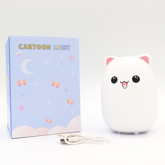 Силіконовий нічник "Котик" з USB, 7 режимів / Дитячий LED світильник / Сенсорний нічник в дитячу кімнату | Зображення 9