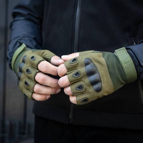 Военные перчатки Тактические перчатки для ЗСУ Без палые оливковые перчатки   скидка