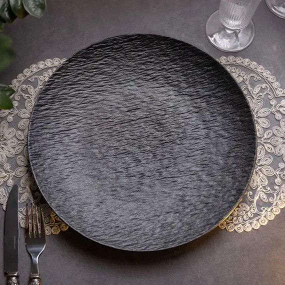 Тарілка сервірувальна порцелянова 30 см чорна HP-7-726 | Зображення 1