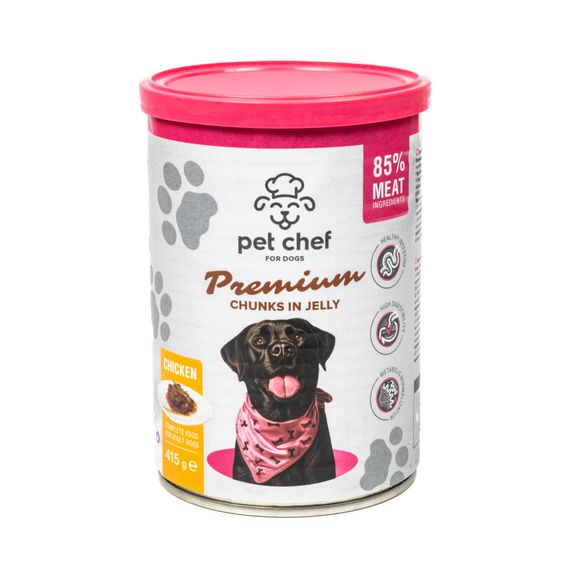 Вологий корм для собак Pet Chef шматочки в желе з куркою 415 г | Зображення 4