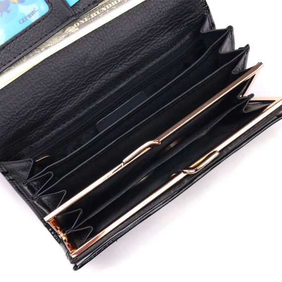 Лаковый женский кошелек с визитницей ST Leather 19403 Черный | Зображення 3