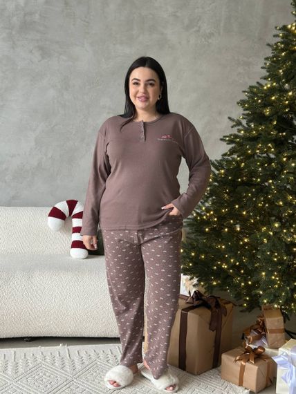 Тепла жіноча піжама PLUS SIZE з мікрофлісу | Зображення 7