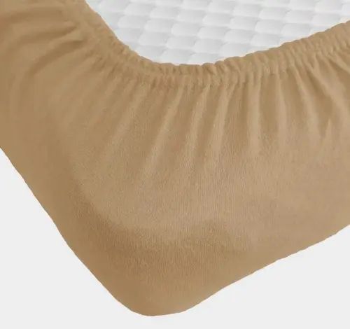 бежевая Простынь махровая на резинке с наволочками Anisa (220х240+30 см) | Зображення 1