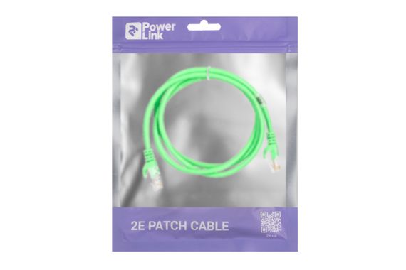 Патч-корд 2E Cat 5e,UTP,RJ45, 26AWG ,7/0.16 Cu, 1.20 m,PVC, Green (2E-PC5ECOP-120GRN) | Зображення 2