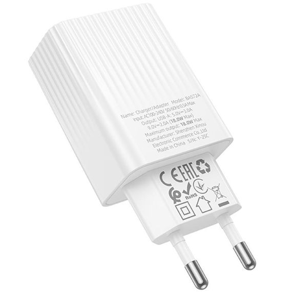 МЗП Borofone BAS72A Source QC3.0 (1USB-A) White | Зображення 2