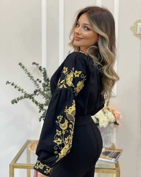Вишиванка блуза жіноча  " Спів солов'я" Батал | Зображення 5