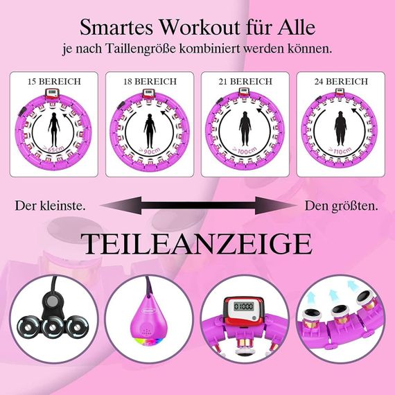 Смарт хулахуп SPMOVE со счетчиком для похудения, 24 секции, массажный обруч 360° обруч для фитнеса, тренировок | Зображення 4