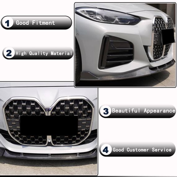 Накладка на передній бампер Lip V3 (для G26 M-Sport, Карбон) для BMW 4 серія G22/23/26 2020- рр | Зображення 2