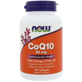 Антиоксидант Now Foods Коэнзим Q10 с Рыбьим Жиром, CoQ10 with Omega-3, 60 мг, 120 (NOW-03166)
