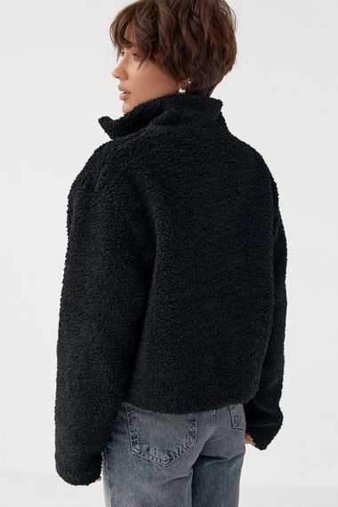 Жіночий кардиган із хутра Тедді на блискавці - чорний цвет, L (є розміри) | Зображення 1