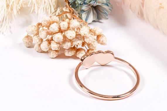 Кольцо из красного золота с сердечками 16.5 | Зображення 4