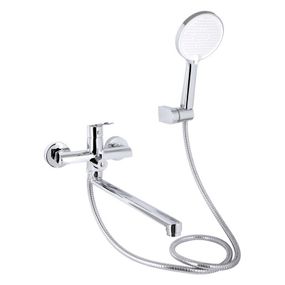 Смеситель для ванны Qtap Evia с длинным поворотным изливом (c душевым гарнитуром) QTEVI260CRM47579 Chrome