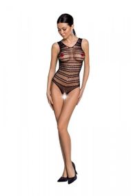 Бодистокинг с доступом Passion BS086 black, вертикальная сетка, вырез на спинке sexstyle
