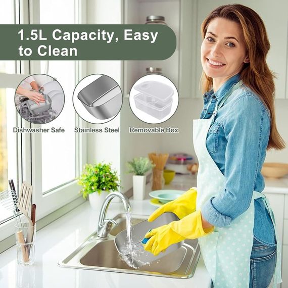 Електричний ланч-бокс Vabaso 80 Вт з підігрівом для дому, офісу та автомобіля (1,5 л, 110/12/24 В) | Зображення 5