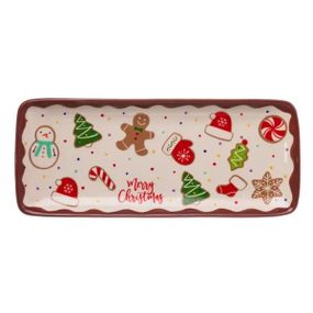 Блюдо сервировочное новогоднее для закусок Merry Christmas 34×14×2 (см) блюдо прямоугольное рождественское из фарфора CR-1-38