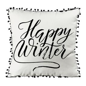 Подушка із мішковини з помпонами Happy winter 45x45 см (45PHBP_19NG001)