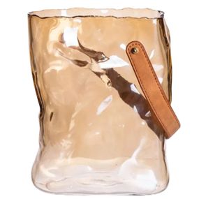 Подарункова скляна ваза сумочка з ручкою 18×9×25 (см) декоративна ваза 2.8 (л) для квітів Коричневий HP-19-157-1