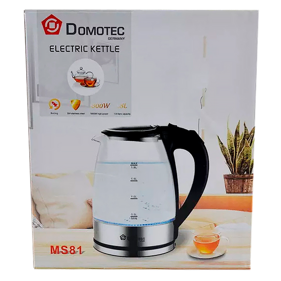 Чайник стеклянный электрический 1,8 л Domotec MS-81 черный 1800W (lp-90188_425) | Зображення 5