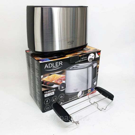 Тостер с регулятором Adler AD 3214 900Вт, Электро тостер Кухонный для тостов EU-23 | Зображення 5