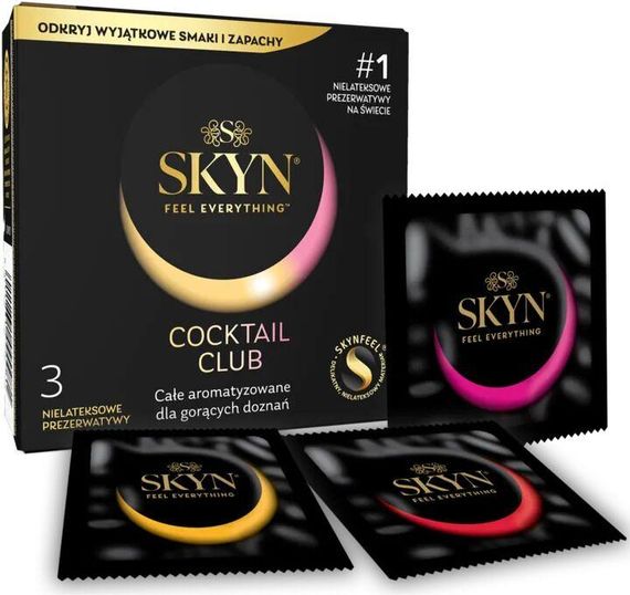 Презервативи SKYN Cocktail Club 3 шт., смаки Pina Colada, Cherry Sunrise і Passion Daiquiri Sex Aura | Зображення 1