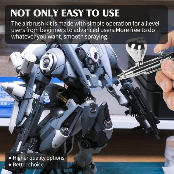 Аэрограф двойного действия XDOVET металлический, набор для рисования с иглами чашки для краски воздушный шланг | Зображення 5
