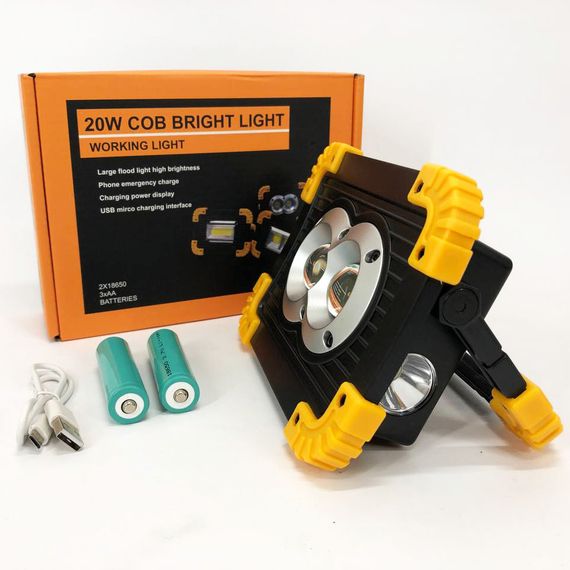 Прожектор светодиодный X-Balog L802-20W-2COB+1W, фонарь прожектор светильник, аварийная лампа | Зображення 9