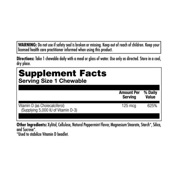 D-3 5000 IU 125mcg - 60 chewables | Зображення 1