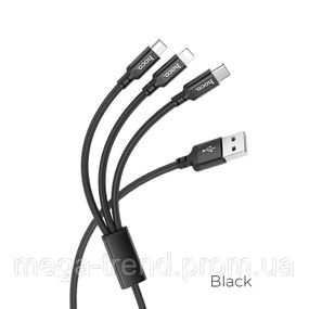 Кабель Hoco Combo Lightning / Micro USB / Type-C Times speed X14 |1m, 2A|