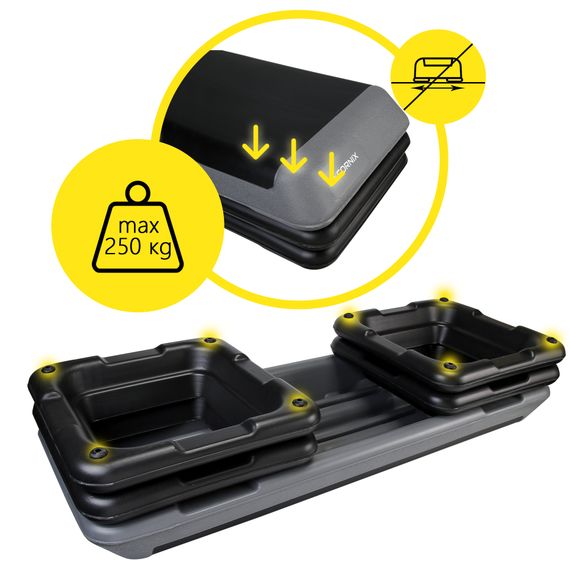 Степ-платформа 3-ступінчаста Cornix Pro 109 х 41 х 10-20 см XR-0403 Black/Grey | Зображення 7