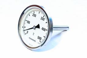 Термометр D 100 мм /500°С биметаллический трубчатый с гильзой погружной L-110 мм 1/2" PAKKENS Турция