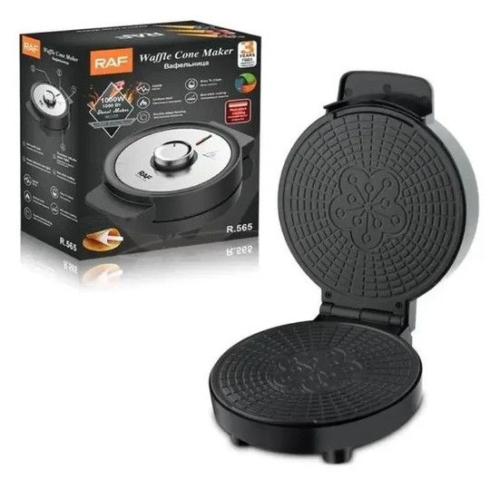 Електрична вафельниця RAF R.565 з антипригарним покриттям та конусом NU-356 для трубочок | Зображення 1