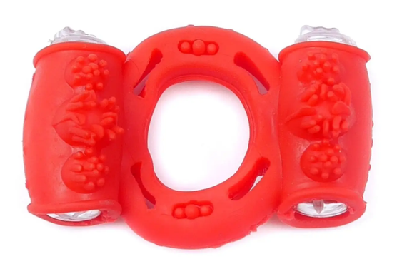 Эрекционное вибро кольцо BOSS Vibrating Cock Ring Double Red sexstyle