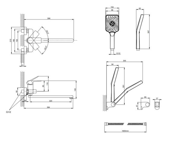 Змішувач для ванни Lidz Orion 005 Chrome з душовим гарнітуром LDORI005CRM48094 | Зображення 1