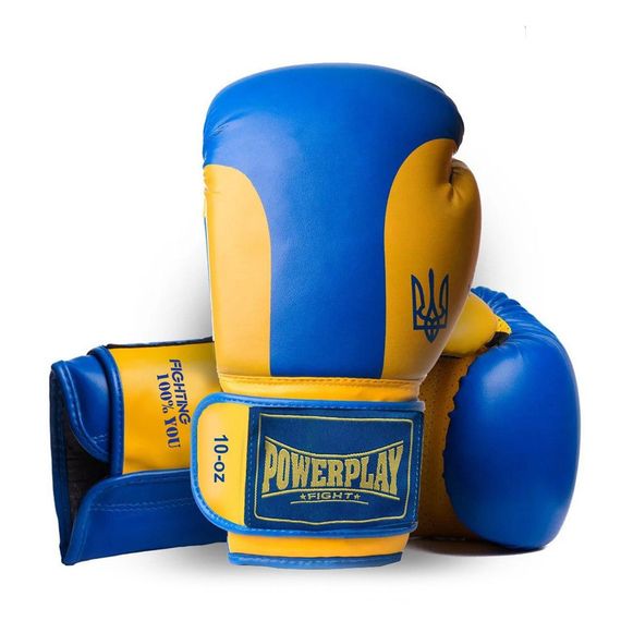 Боксерські рукавиці PowerPlay 3021 Ukraine Синьо-Жовті 16 унцій | Зображення 5