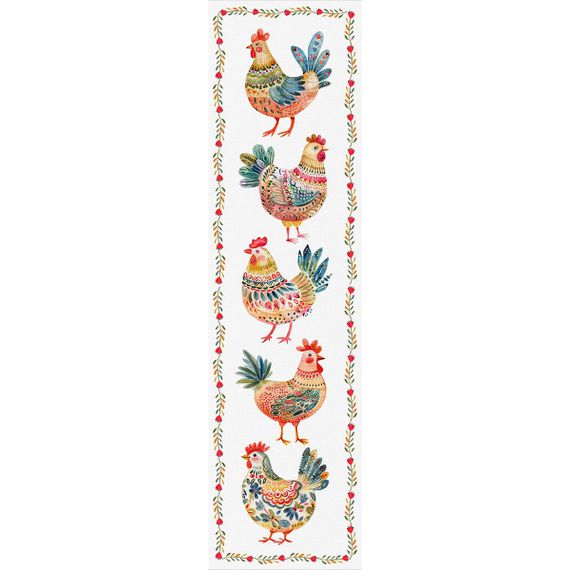 Доріжка на стіл (ранер) Півні та курочки 150x40 см (DR_25F004)