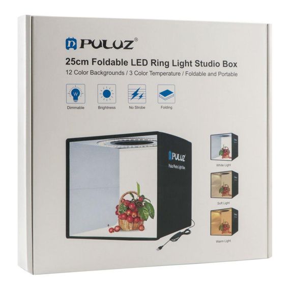 Лайтбокс Puluz PU5027B 25 см Кільц Лампа 6 Фонів Колір Чорний | Зображення 3
