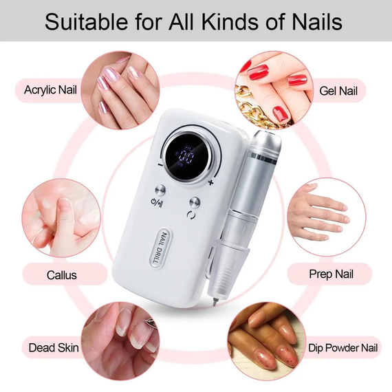 Фрезер для маникюра и педикюра Nail Polisher Machine / Портативный аккумуляторный фрезер  6в1 45000 об/мин | Зображення 1