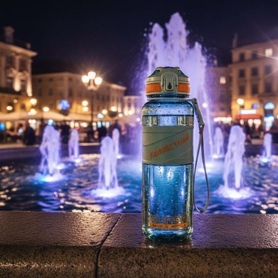 Спортивна пляшка KANGZYUAN 1000 мл (1 л) — Зелена Tritan BPA-free, ударостійка еко-пляшка з трубочкою та ремінцем | Зображення 5