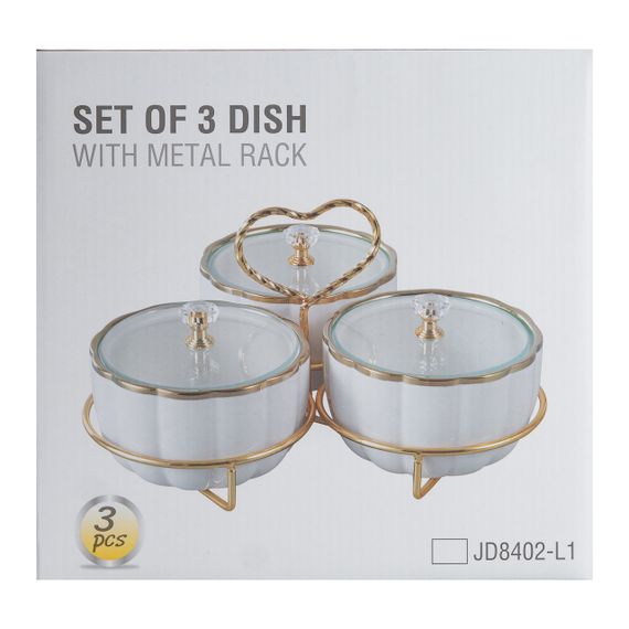 Менажниця порцелянова на металевій підставці на 3 секції HP-1208 | Зображення 6