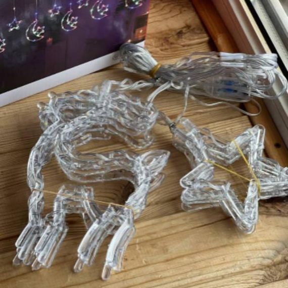 Гірлянда штора олені та зірки 10 шт USB Тепле світло