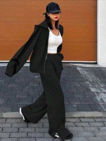 Женский спортивный костюм с прямыми штанами и худи с бантами цвет черный, размер 42/48  HI2732