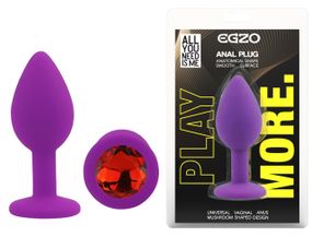 Силіконова анальна пробка EGZO - Silicone Purple Round Plug Red, size S Sex Aura
