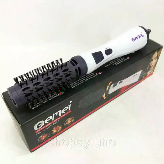 Фен-щетка для волос GEMEI GM-4826 1000W • Вращающийся фен-браш для сушки, укладки, объема и создания естественной волны | Зображення 4